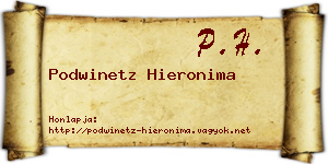 Podwinetz Hieronima névjegykártya